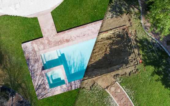 Pool zur Hälfte fertig